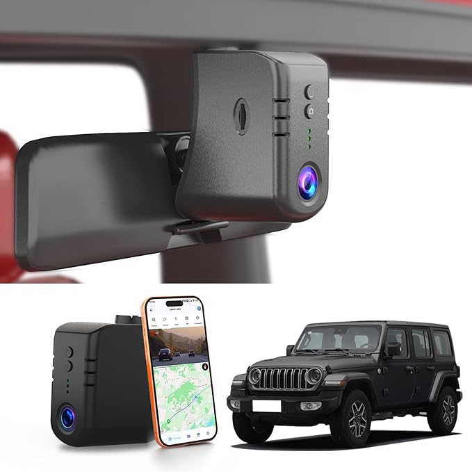 Front 4K Dash Cam Custom fit for Jeep Gladiator JT 2018 2019 2020 2021 2022 2023 2024 Mojave Overland& Wrangler JL 2018-2024 etc,OEM Look,Camera 2160P Video HDR,5.8GWiFi,GPS,Plug&Play,G-Sensor