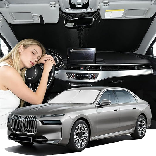 Windshield Sunshade for BMW 7-Series 2016-2022 Sun Shade Car Windshield Accessories Upgrade 4 Layers Blocks UV Rays Custom Fit 7-Series 240T Car Window Shades Front Windshield Keep Cool Foldable