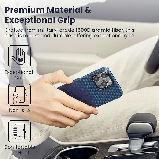 pitaka Case for iPhone 15 Pro Max with MagSafe Car Mount Charger, Over The Horizon