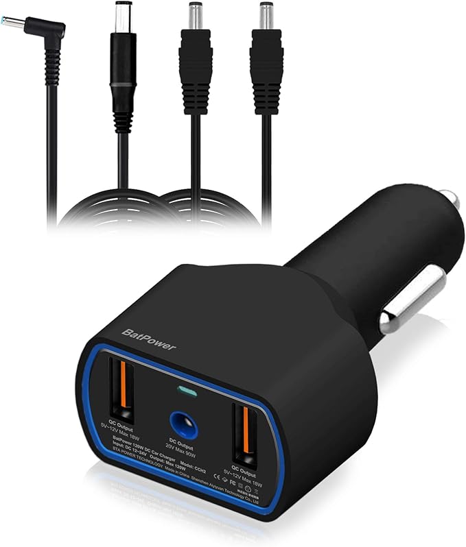 BatPower 120W DC CAR Charger for HP Laptop Car Charger Vehicle Charger DC 12v-24v Auto Adapter