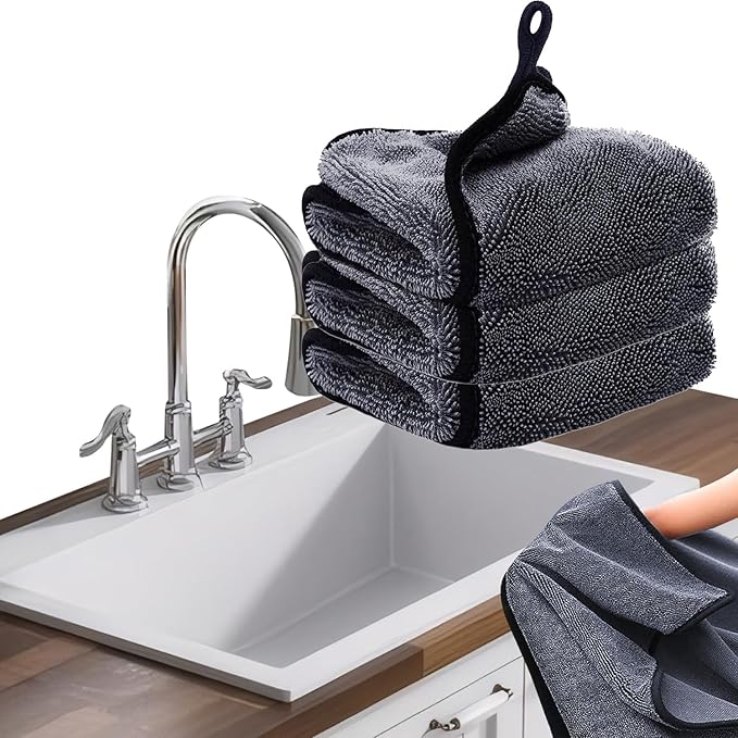 Shiny Cleaning Wipes, 3Pack Shiny Cloths Drying Towels,Shower Doors Drying Towels,16 * 16" Streak Free Glass Window Car Mirror Super Absorben Microfiber Cleaning Cloths (3pcs Grey 16 * 16″)