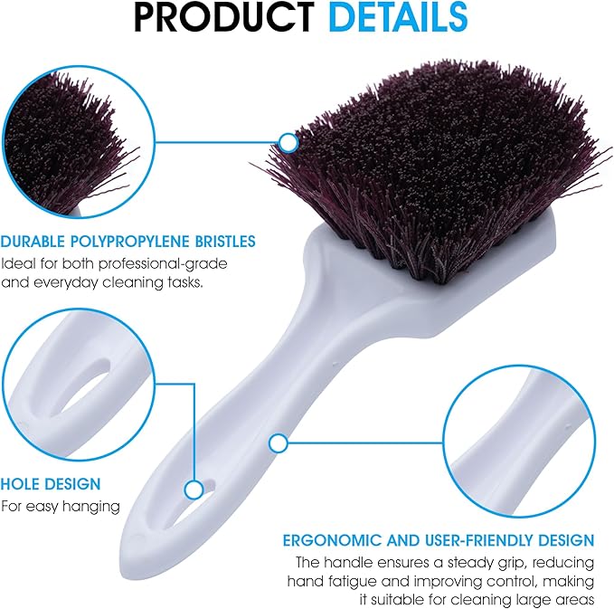 Nanoskin Heavy-Duty Multi-Purpose Brush for Deep Cleaning Carpets, Upholstery & Floor Mats - Durable Polypropylene Bristles, Ergonomic Grip, Professional Auto Detailing and Home Use, 8.5" Length