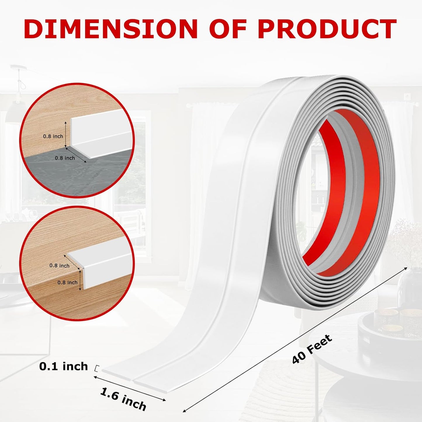 Flexible Wall Corner Protector Moulding Trim Peel and Stick Wall Corner Guards Edge Protector Self Adhesive Molding Trim Strip for Edge Ceiling (White, 1.6 in x 40 Ft)