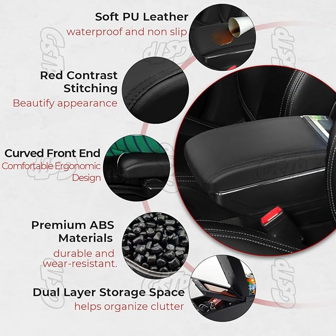 Center Console Armrest Compatible with Toyota Yaris iA Sedan 2017 2018 with 7 USB Port Cup Holder Double Layer Organizer Storage Box (All Black)