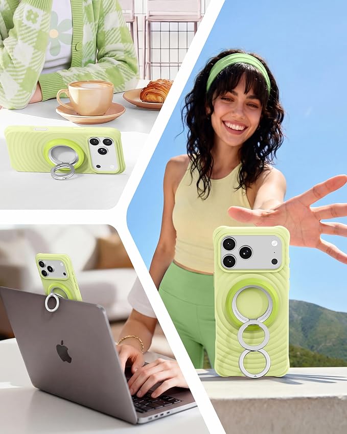 SYNCWIRE Magnetic Phone Ring Holder for MagSafe, 360° Rotation Dual Sided Magnet Grip Cell Phone Ring Stand Finger Kickstand Compatible with iPhone 17 16 15 14 13 12 Pro Max fits MagSafe