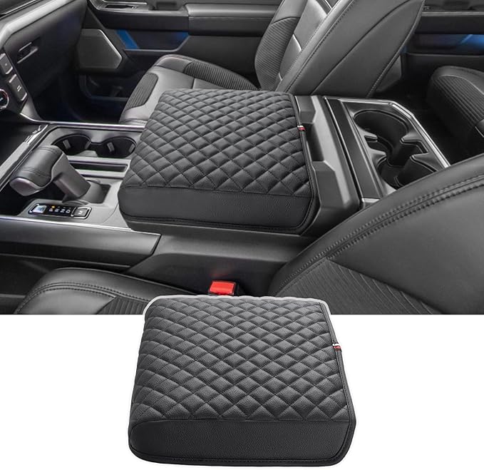PIMCAR Center Console Cover for 2021-2025 2026 Ford F150, 2022-2026 F150 Lightning Work Surface Console Armrest Cushion Leather Protector Interior Accessories (Only fit for Work Surface Console)