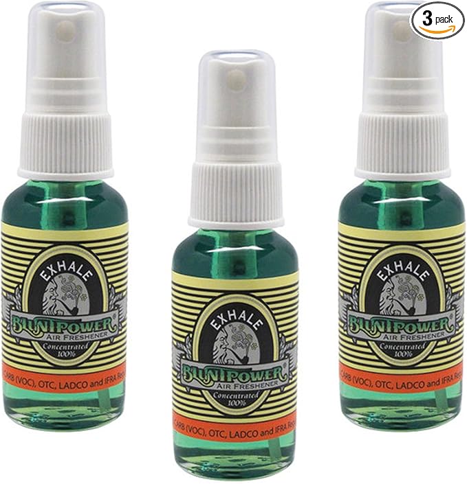 BluntPower Exhale Concentrated Air Freshener - Premium Oil-Based for Home and Car - Long-Lasting Bathroom, Car, & Odor Eliminator Spray (3 Pack)