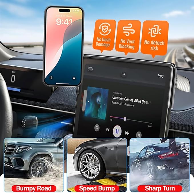 Car Phone Holder for 2021-2024 2025 Ford Mustang Mach-E 15.5-Inch Touchscreen, Cell Phone Mount Compatible with MagSafe