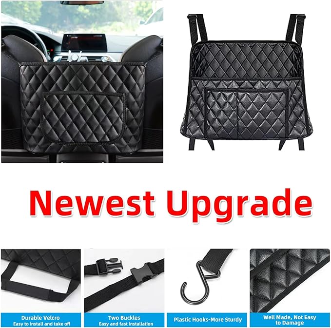 Car Handbag Holder, Seat Back Organizer, Barrier of Backseat Pet Kids, Purse Storage & Pocket, Mesh Large Capacity Handbag Holder for Car (Two Extra Space)