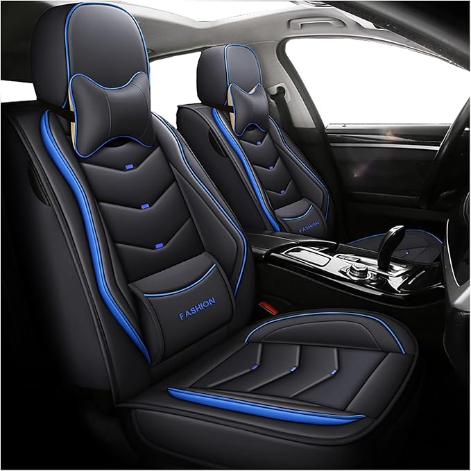 Car Seat Covers Full Set,Automotive seat Covers for Cars,Waterproof Leather seat Covers with Fixed Lumbar Support,Universal Fit for Most Cars,SUV,Trucks and Sedans