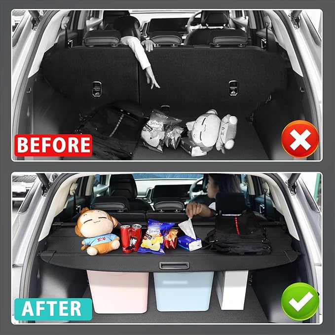 Cargo Cover for Crosstrek 2024 2025 2026 Accessories Retractable Trunk Cover Security Shielding Shade Cargo Luggage Cover Trunk Crosstrek Privacy Protection (Carbon Fiber Texture)