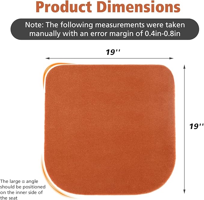 Genuine Wool Car Seat Cushion, Australian Soft Wool Auto Seat Pad Breathable and Sweat-Wicking Comfort Warm Universal Fit, 19.7''x19.7'' for Car Seats, Office Chairs, Home (Orange)