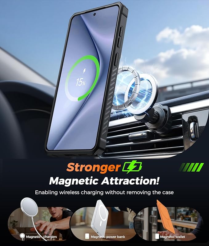 FNTCASE for Samsung Galaxy S26+Plus Case: with [Magnetic Ring Kickstand] [Screen Protector] [Compatible with MagSafe] [Military-Grade Drop Protection] Shockproof Grip Bumper TPU Sturdy Cases Blue