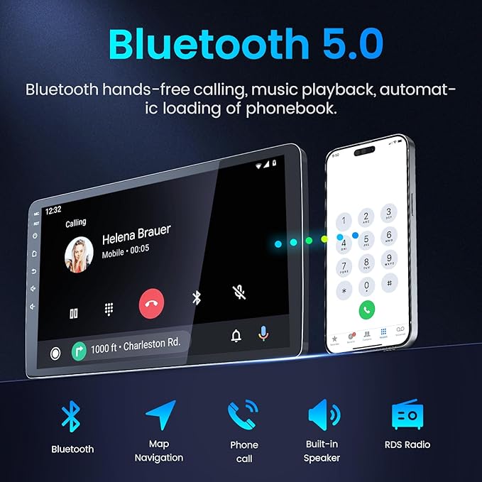 4Core 64ROM Car Radio for Dodge RAM 1500 2500 3500 2009-2012:Upgrade for Ram GPS SWC Bluetooth 5.0 10.2 Inch IPS Touchscreen Back-Up Camera Wireless CarPlay & Android Auto