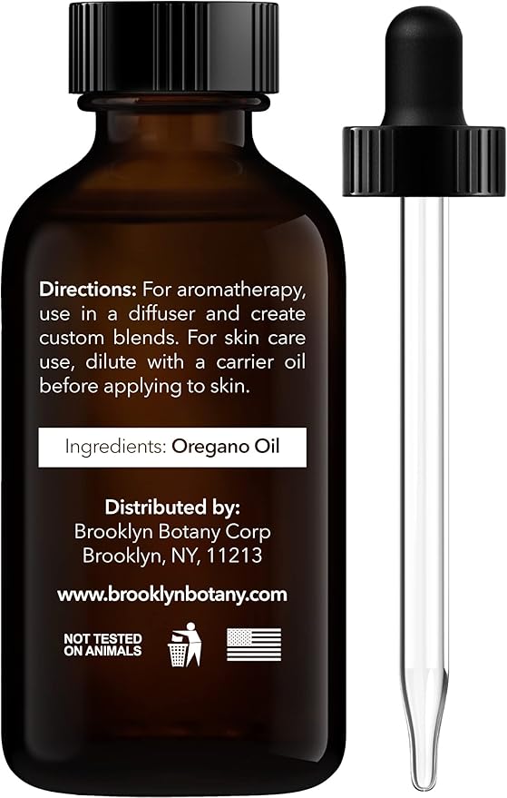 Brooklyn Botany Oregano Essential Oil - 100% Pure and Natural - Premium Grade Oil with Dropper - for Aromatherapy and Diffuser - 1 Fl Oz