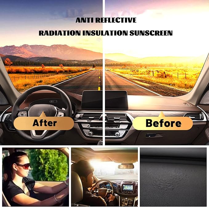 Dashboard Dash Board Cover Mat Pad Carpet Non-Slip Custom Compatible with Ford Maverick 2022 2023 2024 Protector Sunshield (Black Trim)