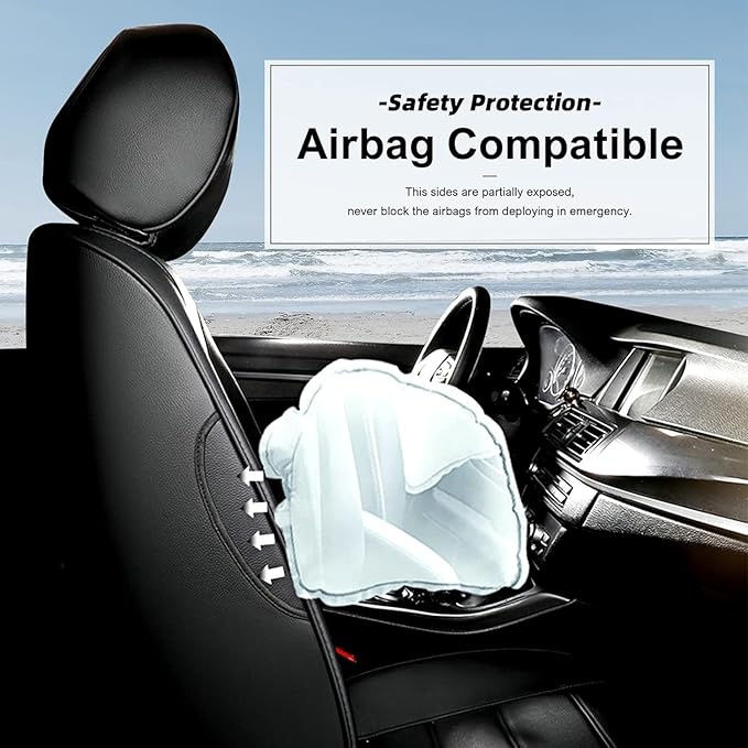 AOMSAZTO Custom Fit Seat Covers for Mazda CX-30 2020 2021 2022 2023 2024 2025 CX30 Car Seat Covers Full Set Black Faux Leather Compatible Airbag（New-CX30）