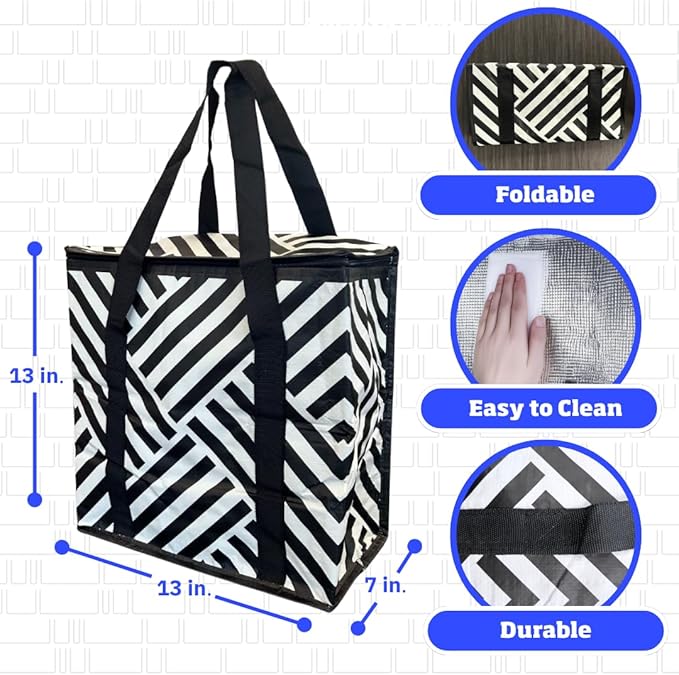DURASACK Medium Insulated Food Delivery Bag – 13"x7"x13" Reusable Thermal Tote for Hot & Cold Meals – Portable, Foldable Meal Carrier for Takeout, Grocery, and Personal Use