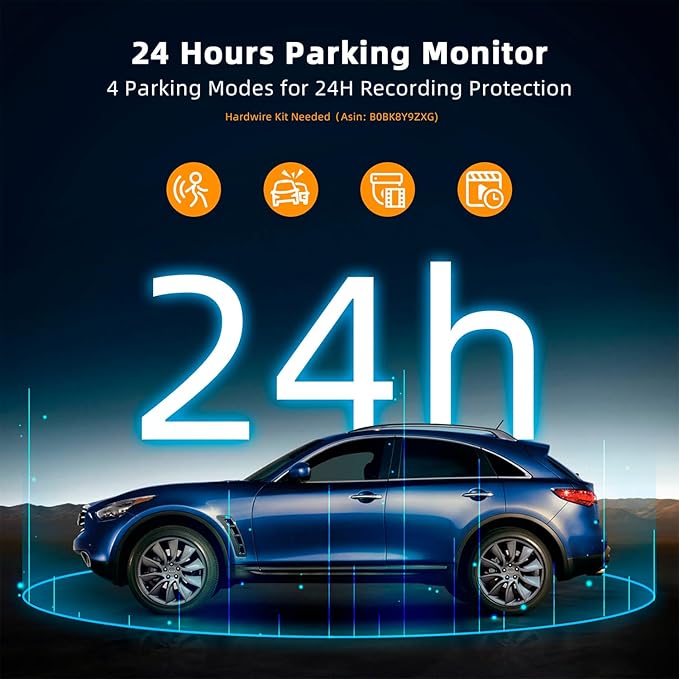 Real 4K 3 Channel Dash Cam Front and Rear Inside, STARVIS 2 HDR Sensor, 5.8GHz Wi-Fi GPS G-Sensor, 4K+1080P+1080P Dash Cam, 64GB Card Included, IR Night Vision, 3.3" IPS Screen, 24Hr Parking Monitor
