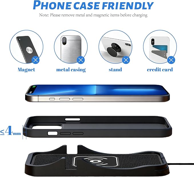 Non Slip Wireless Charger Mat for Mazda CX-5 2013-2025, Type-C/USB Car Wireless Charger Non-Slip Phone Charging Wireless Car Charger,A-USB