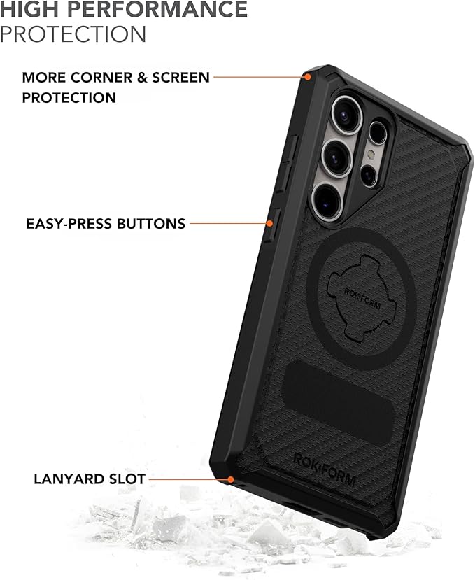 Rokform - Galaxy S24 Ultra Case, Rugged Series, Magnetic Case with Twist Lock, Drop Tested Armor (Black)