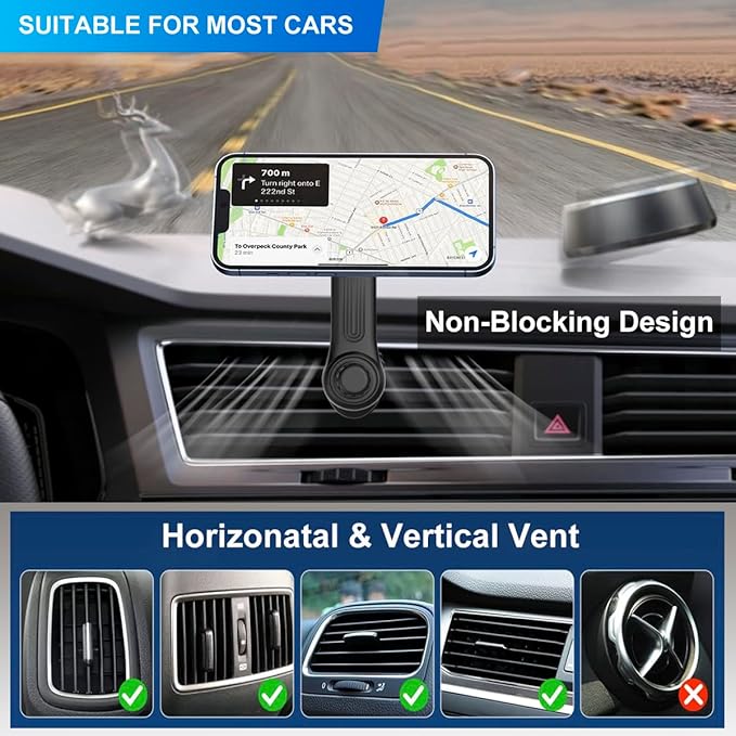 Car Vent Clip for Car Mount [Never Blocking] Universal Car Phone Holder Mount Vent Clip Replacement, 17mm Ball Joint Air Vent Clip for Car Fits Most Car Phone Holder and Wireless Car Charger