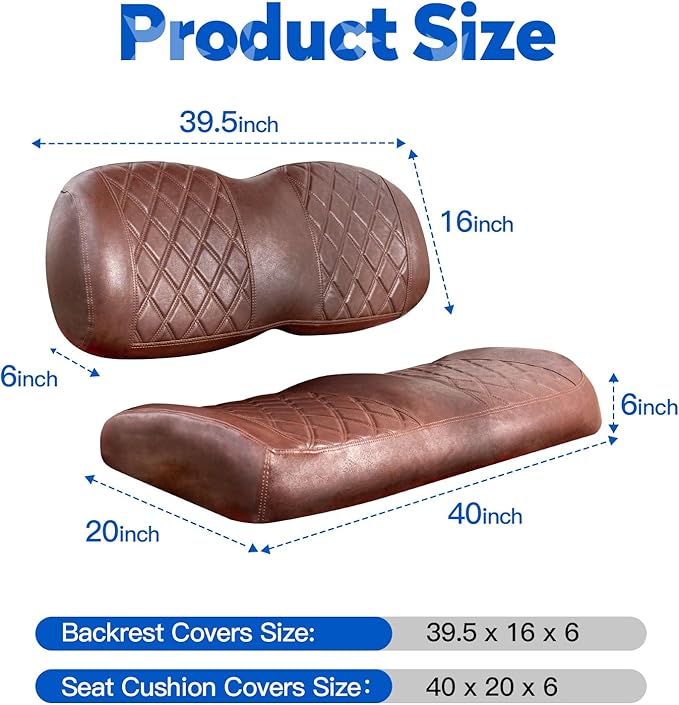 NOKINS Golf Cart Vinyl Diamond Seat Covers kit, Fit Club Car Precedent/Tempo/Onward Premium Front Seat Cushion, Soft/Scratch-Resistant/No Stapler Needed