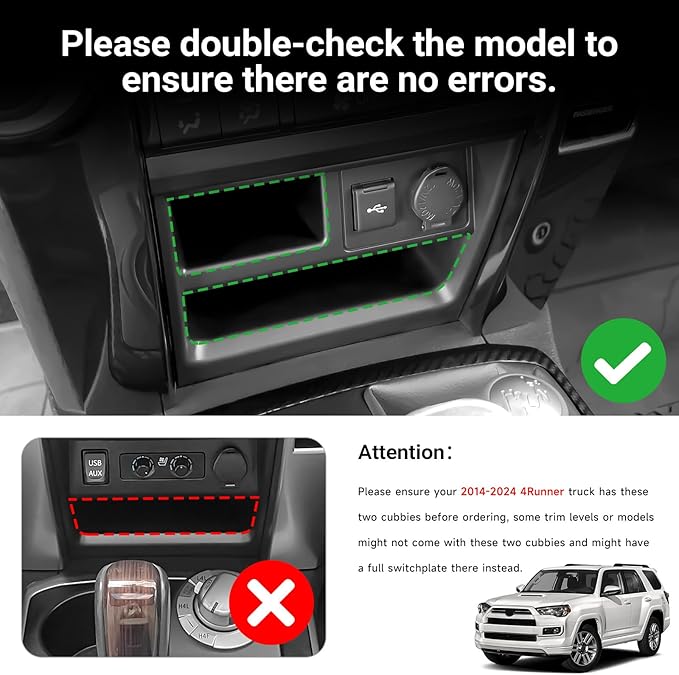 Hellet 4PCS Center Console Organizer Compatible with Toyota 2014-2020 2021 2022 2023 2024 4Runner Interior Accessories Hidden Storage Drawer Box