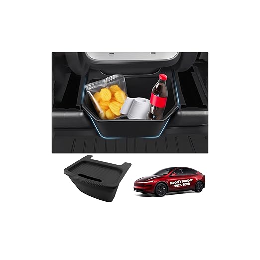 for Tesla Trash Can Model Y Refreshed Juniper Accessories 2020-2026 Rear Center Console Organizer Car Trash Can with Lid Model Y Backseat Storage TPE Under Seat Garbage Can 2nd Row Bin