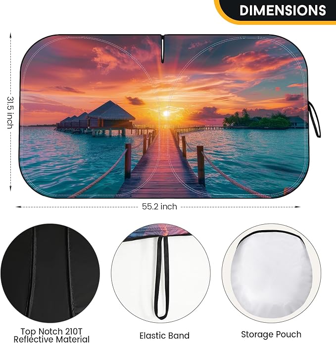 Car Windshield Sun Shade - Foldable Car Sun Shade Windshield for Front Window, Reflector Sunshade Offers Ultimate Protection for Cars Interior (55.2 x 31.5 in)