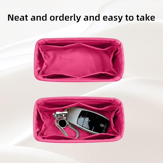 DGAZ Silk Purse Organizer Insert Fits LV Speedy 16/20/25/30/35/40/45 bags，Silky Smooth Bag Organizer，Luxury Handbag & Tote Shaper(Rose pourpre,SP16)