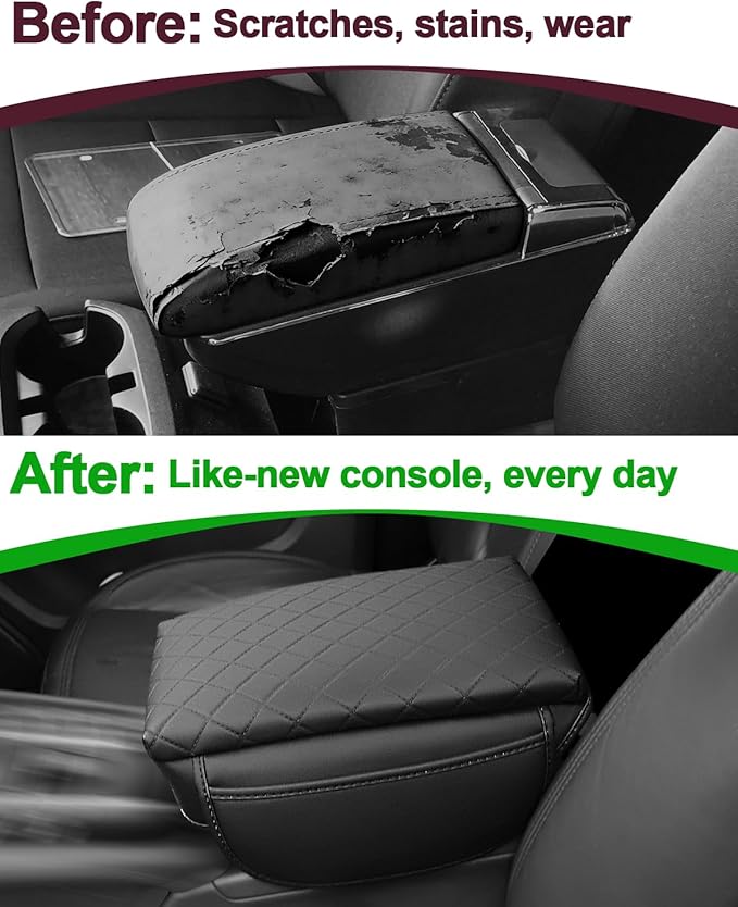 Center Console Cover for Chevy Colorado/GMC Canyon 2023 2024 2025 2026 PU Leather Armrest Cushion Pad with Side Pocket Middle Console Lid Protector Colorado Interior Accessories (Colorado 23-26 pad)