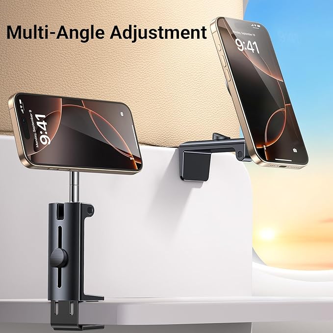 Coolpow for Magsafe Airplane Phone Holder Mount【Strong Magnet】Airplane Travel Essentials Plane Phone Holder Long Flight Essentials,Universal Cell Phone Stand Desk Mounts for iPhone 16 15 Pro Max 14 13