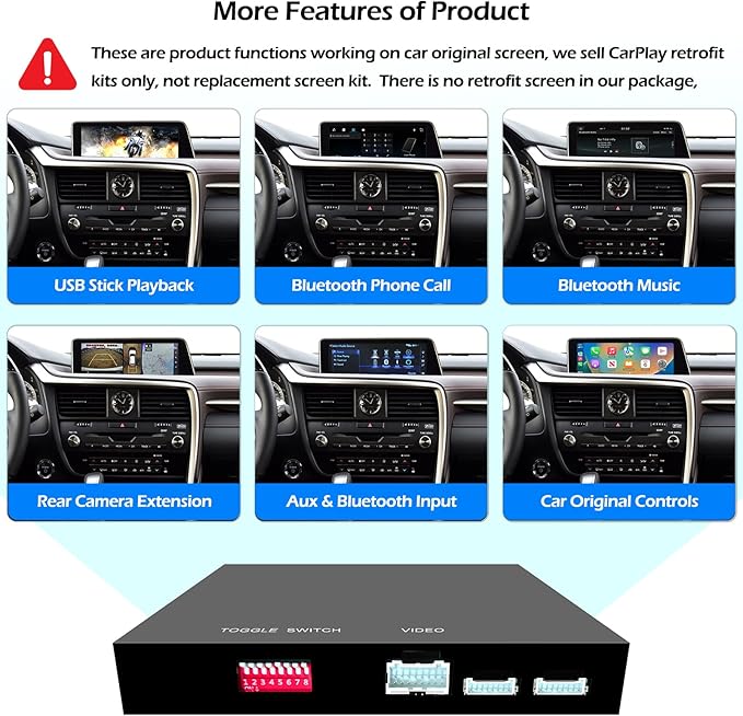Compatible with Lexus Wireless CarPlay + Android Auto + Mirrorlink Retrofit Kit, Support NX UX LC RC 2014-2019, ES 2015-2019, GS LS RX LX 2016-2019 with Joystick/Small Touchpad