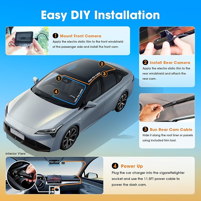 DDPAI 4K Dash Cam Front and Rear,Built-in 32G eMMC Dual Dash Car Camera,64GB Card Included Dashcam,Night Vision Dash Camera,5GHz WiFi,7 Days Parking Mode,GPS,3" IPS,ADAS,WDR,Support 512GB,Z60