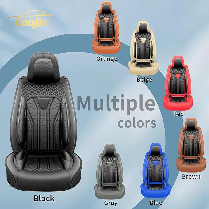Fit Versa Car Seat Covers Compatible with Nissan Versa 2008-2025 2026 - Premium Leather， Waterproof Breathable， All-Weather Seat Cushion Protecto&Airbag Compatible (2 Front Seat All Black)