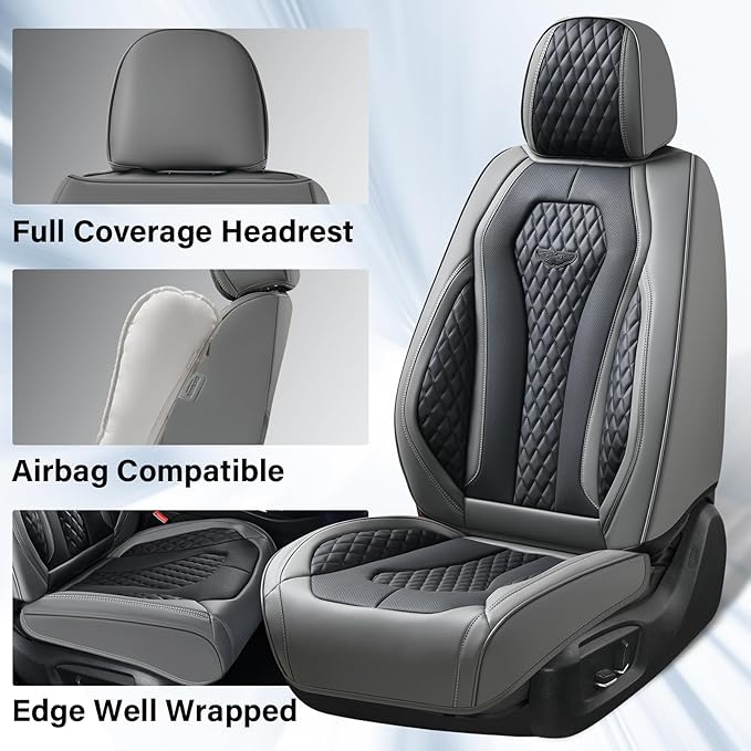 Coverado Car Seat Covers Front Pair, Black Seat Covers, Automotive Car Seat Cover, Car Seat Cushion, Car Seat Covers 2 Pack, Car Seat Protector Universal Fit Most Cars