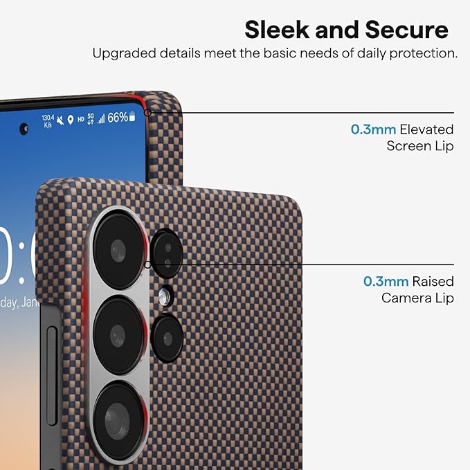 pitaka for S25 Ultra Case 6.9 Inch, Compatible with MagSafe, Slim & Light Samsung Galaxy S25 Ultra Case, 1500D Aramid Fiber Made [Tactile Woven - Sunset]