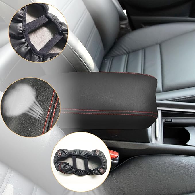 Compatible with Center Console Armrest Cover for Honda Civic 2006 2007 2008 2009 2010 2011 Leather Arm Rest Storage Box Lids Cushion Protector Pad