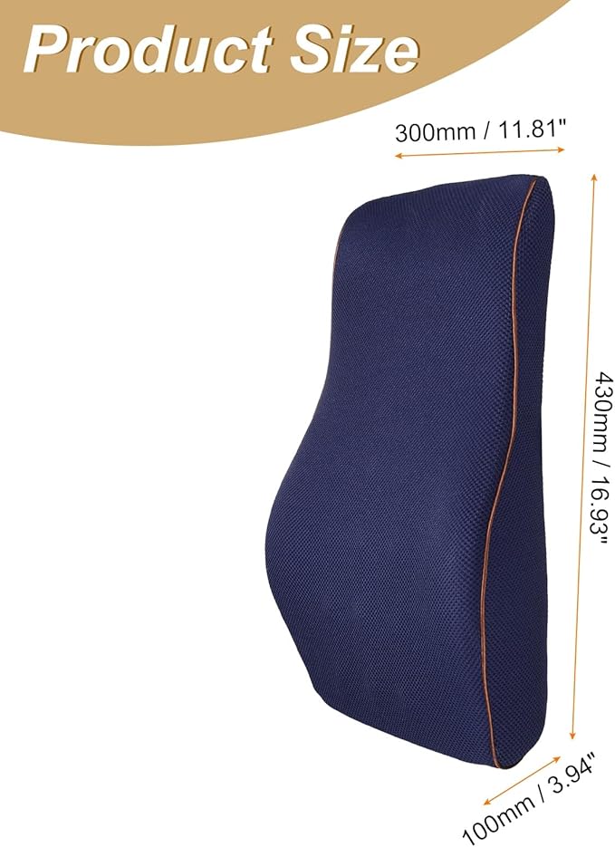 HARFINGTON Lumbar Support Pillow Memory Foam Gaming Office Chair Desk Ergonomic Back Cushion for Home Driving Car Seat, Navy