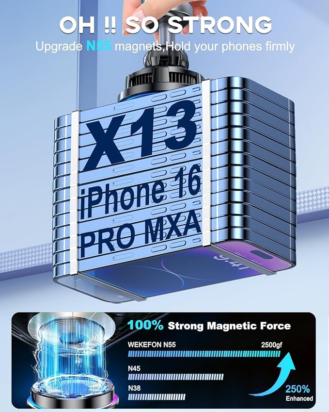 2026 Upgraded TEC & Fan Cooling Magnetic Wireless Car Charger, For 15W Magsafe Car Mount Charger, Air Vent Dashboard Fast Charging Car Phone Holder for iPhone 17/16/15/14/13/12, Samsung ＆ Pixel