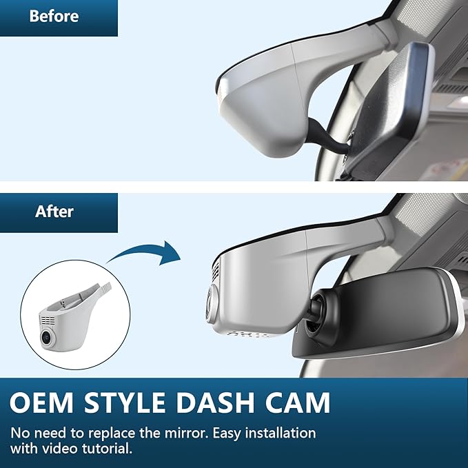 Front 4K & Rear 1080p Dash Cam Custom fit for Volkswagen Tiguan 2018-2024 Gen2 AD/BW (Model A Gray), Integrated OEM Look, UHD 2160P Video, App & WiFi, Loop Recording, Easy to Install, GPS, 128GB Card