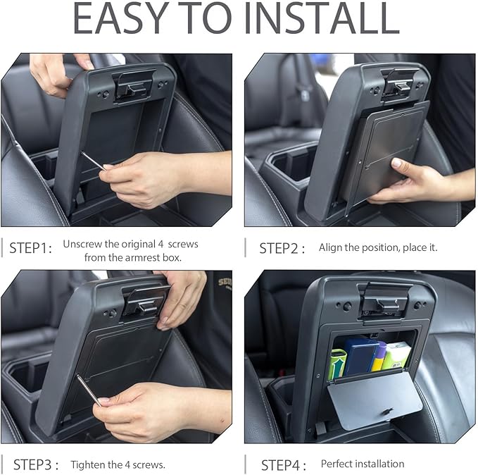 JDMCAR One-Touch Hidden Storage Box Compatible with 2024 2025 2026 Toyota Tacoma Center Console Organizer Armrest Secret Compartment