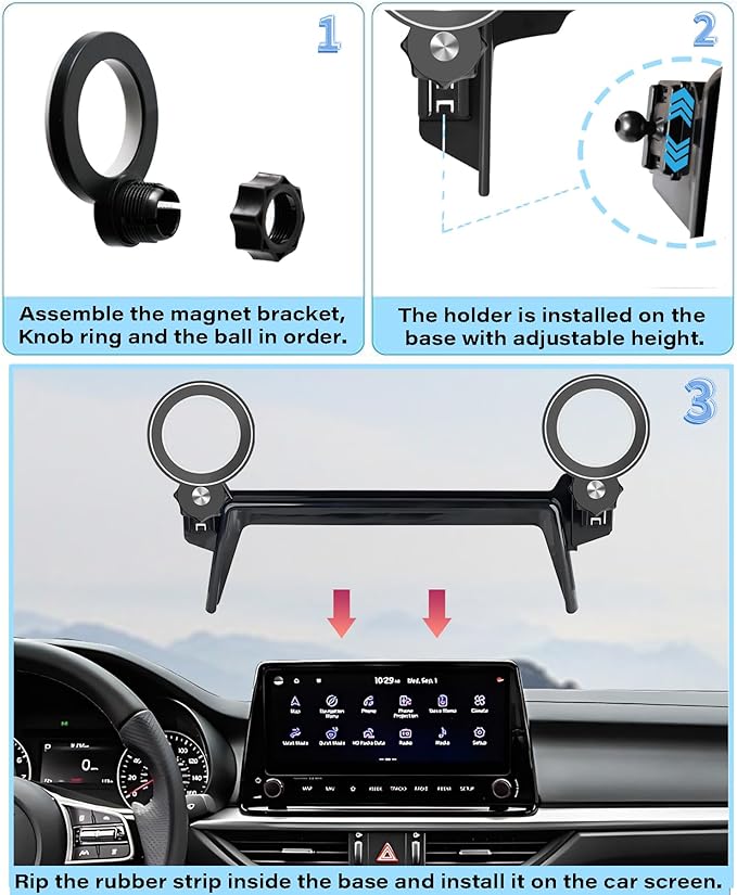 Car Phone Holder for Kia Forte 2022 2023 2024 Accessories Apply to 10.25 Inch Touch Screen Fixed Clip Magnetic Cell Phone Mount Hands-Free 360 Degree Rotation