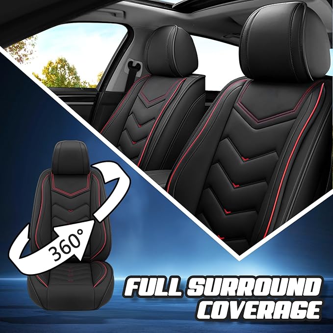 Car Seat Covers for Ford Expedition 2000-2026, Premium Nappa Leather Car Seat Cover, Stylish Sport Seat Covers， Automobile Seat Cover Sets.(Standard 5 Seats/Black)