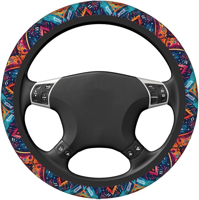 Car Steering Wheel Cover,Dark Boho Universal Non Slip Wheel Protector 15 Inch Elastic Car Accessories for Men Women