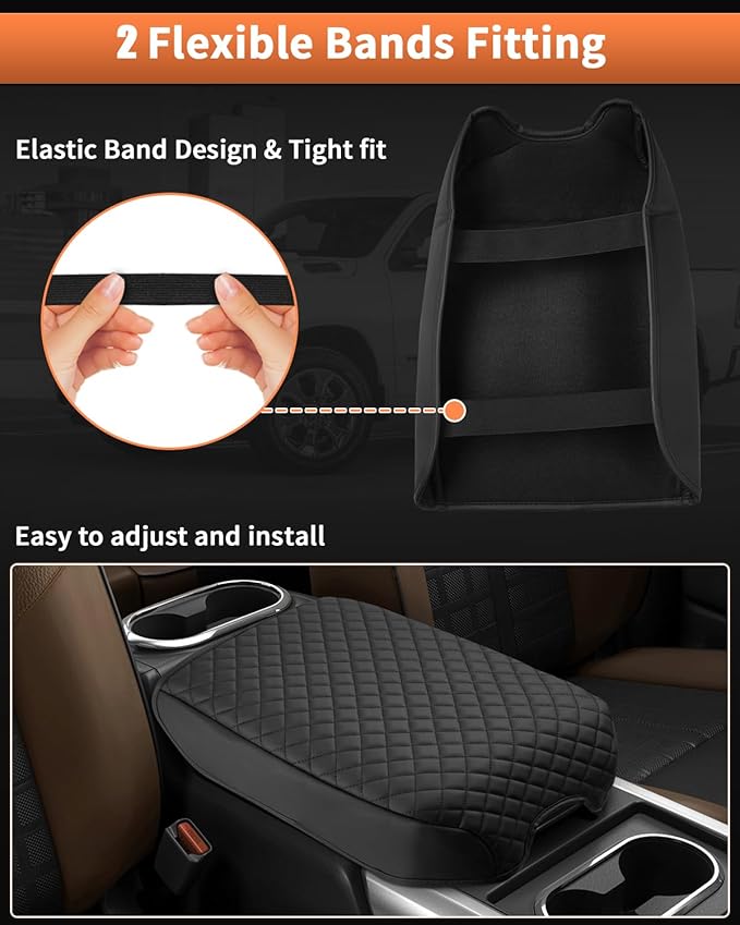 Shademax Center Console Cover for Nissan Titan 2016-2024 Accessories Armrest Cover Cushion Pad Leather Middle Console Cover Car Armrest Seat Box Console Lids Protector (Only for Bucket Seat Console)