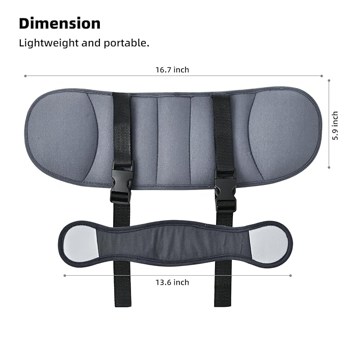 Child Car Seat Head Support Band, Adjustable Child Head Band Strap Headrest for Kids, Breathable, Safety Head & Neck Pillow Support - A Comfortable Sleep Solution, Grey & Fluorescent Green
