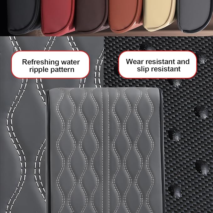 Car Center Console Cover, Leather Waterproof Vehicle Armrest Box Pad, Memory Cotton Comfortable Automotive Interior Seat Box Cushion Protector Accessories, Universal for Most Cars (Gray)