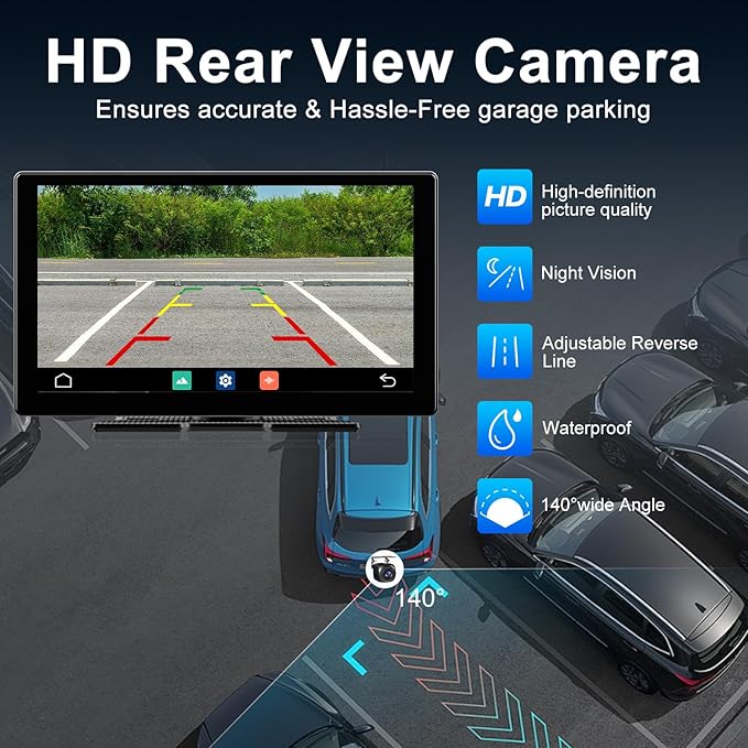 9" Upgraded Wireless Carplay Screen for Car, Built-in Apps Net-Flix YouTube Tiktok, Portable AI Magic Box for Apple Car Play & Android Auto Screen with HD Backup Camera, Voice Assistant, OTA Updates
